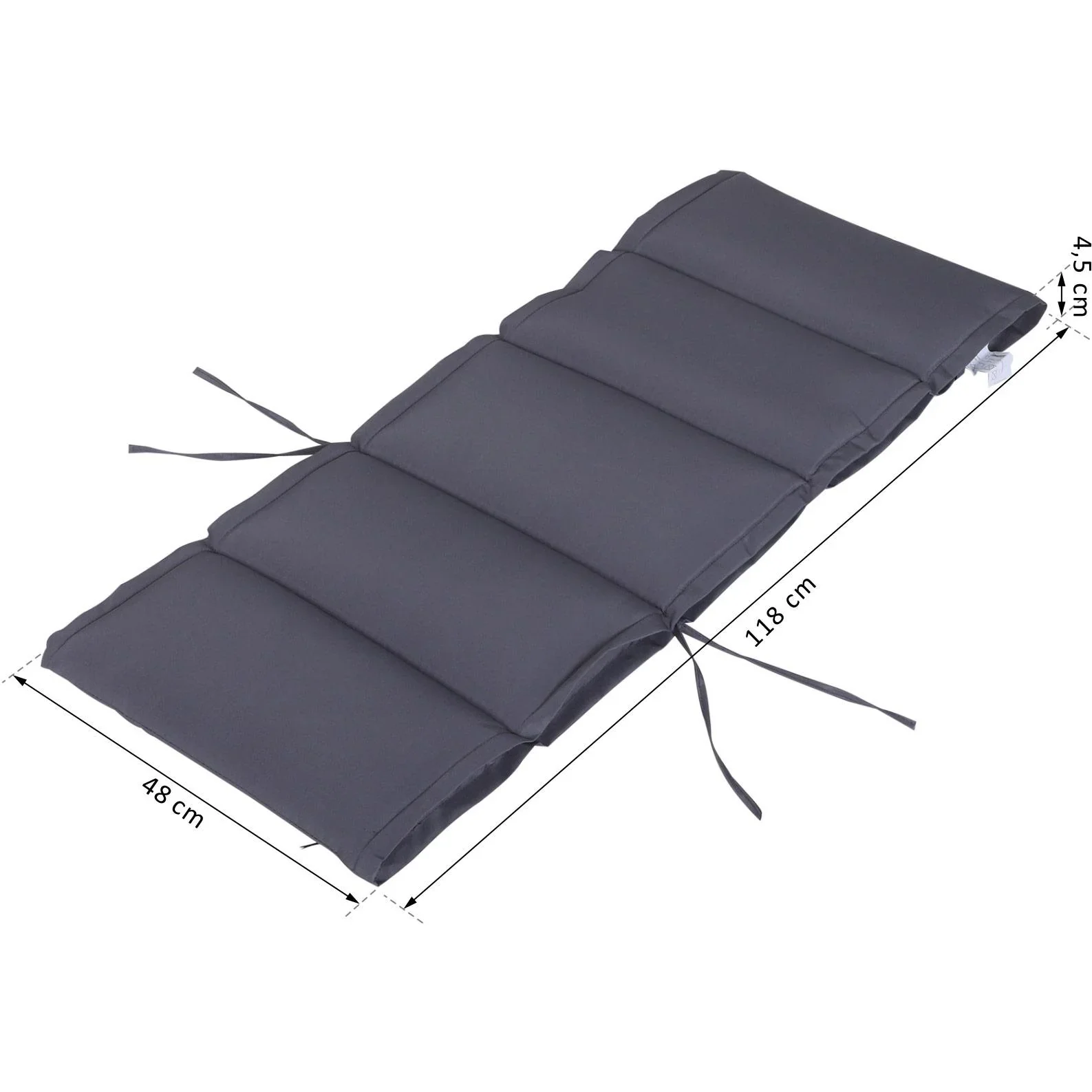 4er-Set Liegenauflage Liegenpolster Gartenliege faltbar 5 Segmente Polyester + Baumwollfaser Grau 118 x 48 x 4,5 cm - 3