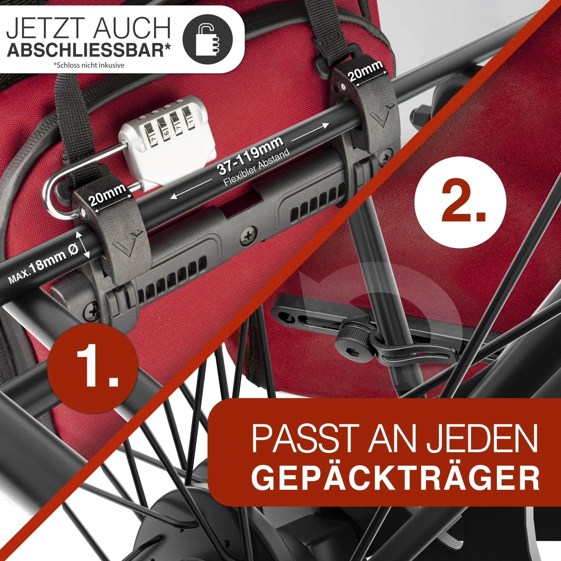 ValkPro 3 in 1 Fahrradtasche, Rot - 1