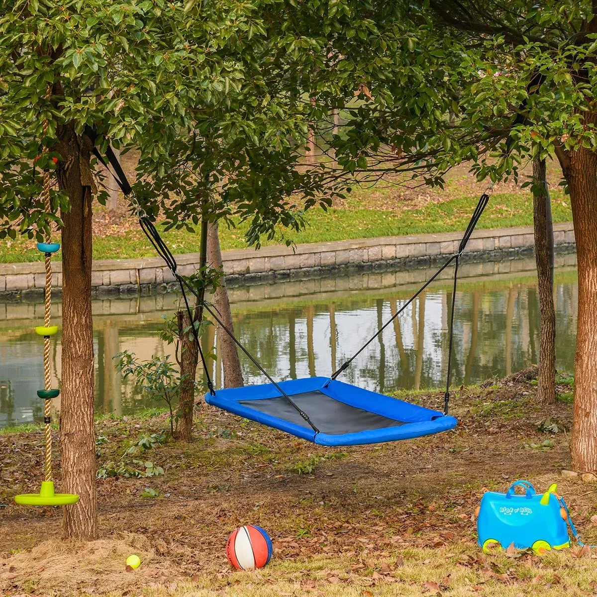 Nestschaukel für Kinder blau, schwarz - 1