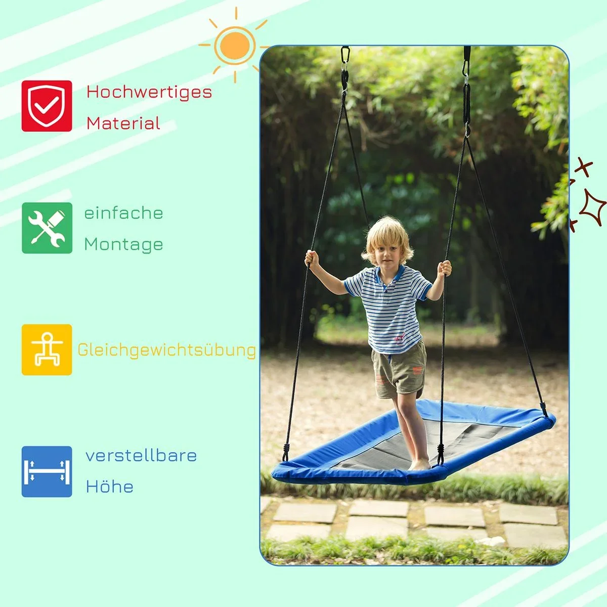 Nestschaukel für Kinder blau, schwarz - 5