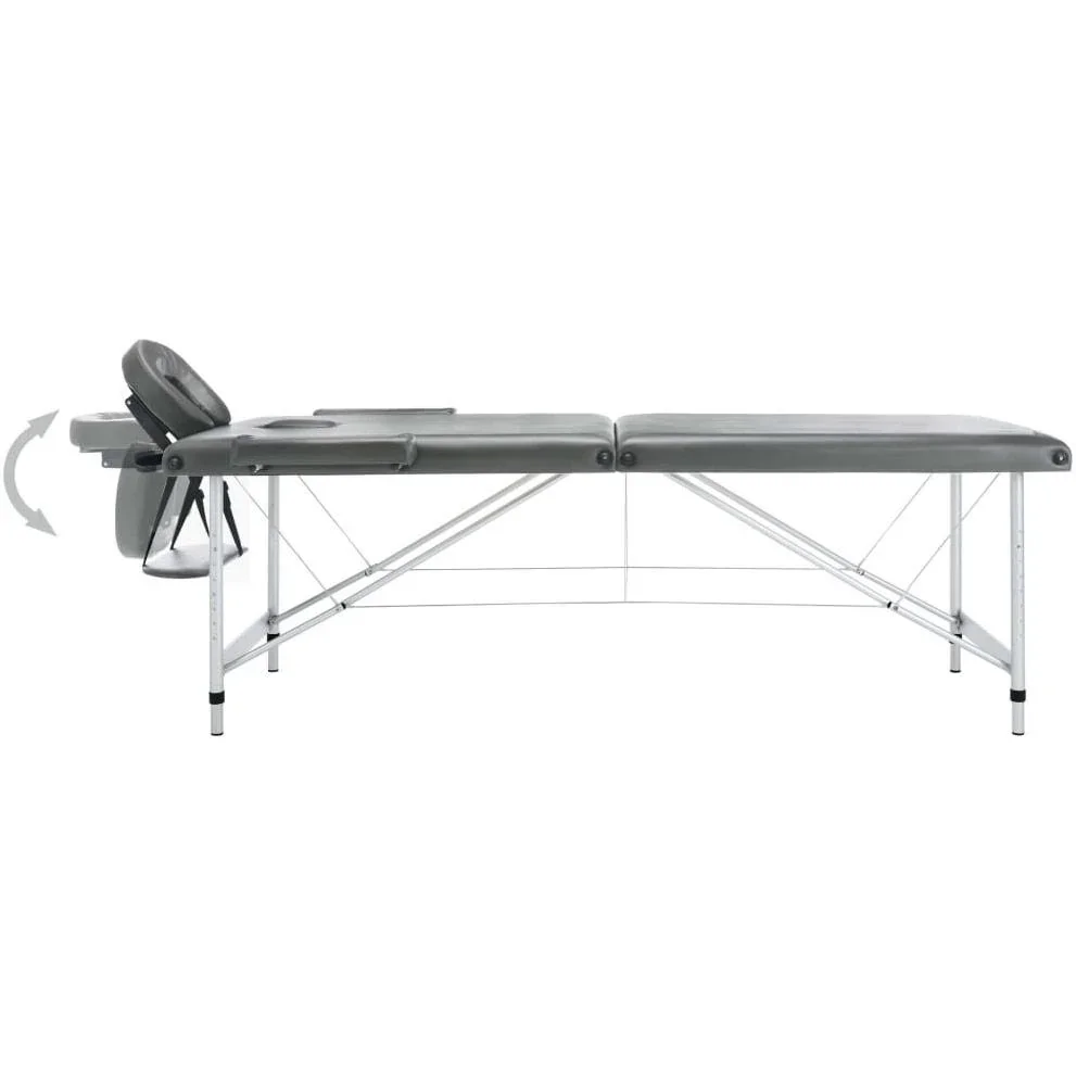 Massageliege 2 Zonen 186x68 cm Aluminiumrahmen anthrazit - 3