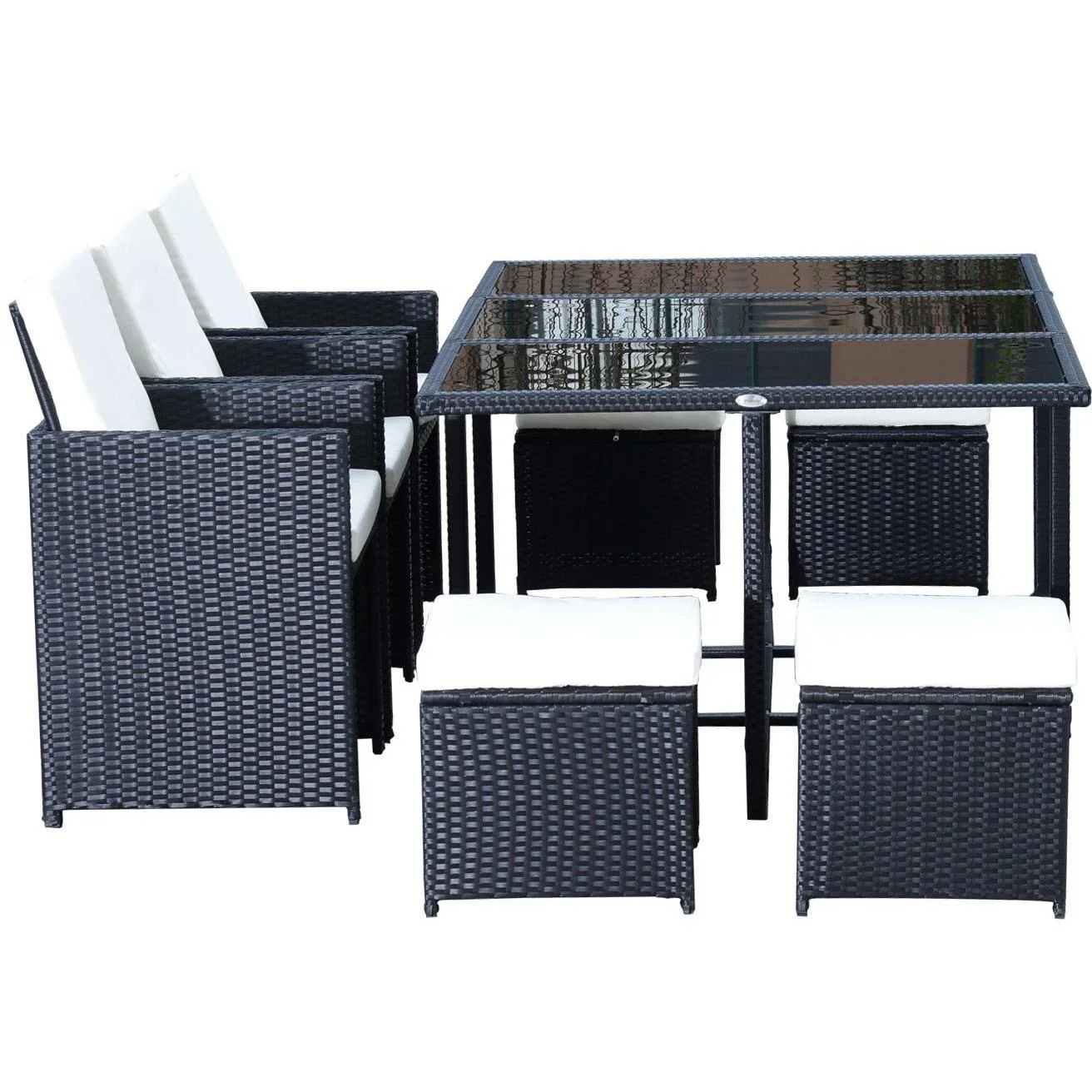 Polyrattan Gartenmöbel 27 tlg. 6 Stühle 4 Hocker mit Kissen - 6