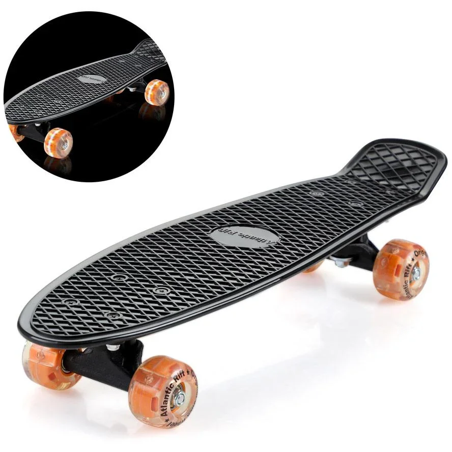 Skateboard mit LED-Licht - Schwarz & Orange - 57 cm - 1