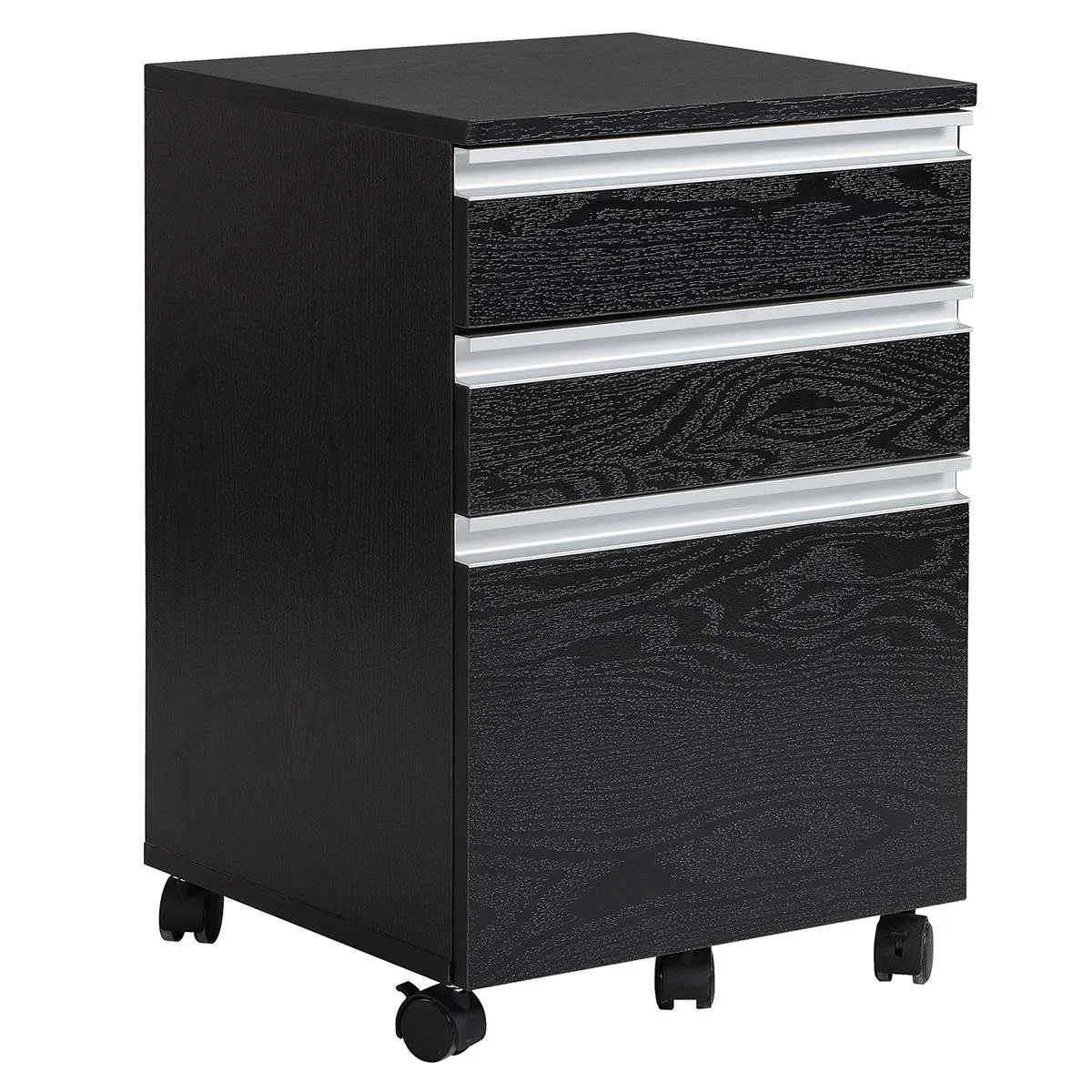 Rollcontainer Aktenschrank Büroschrank mit Schublade Lagerschrank Aufbewahrung Container Spanplatte Schwarz 39x 39 x59,2 - 0