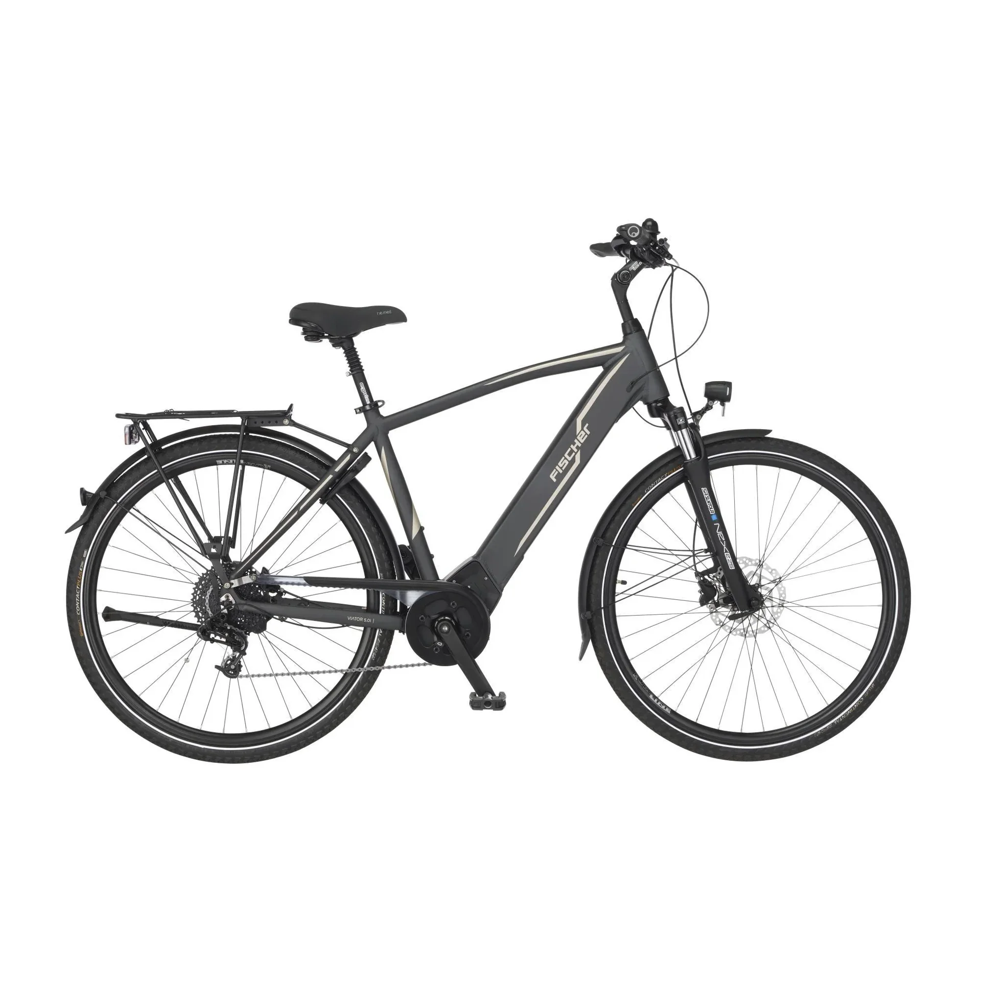 Herren E-Bike Trekking, 28 Zoll, Rahmengröße 55 cm,10-Gang Kettenschaltung, schiefergrau matt, VIATOR 5.0i - 6