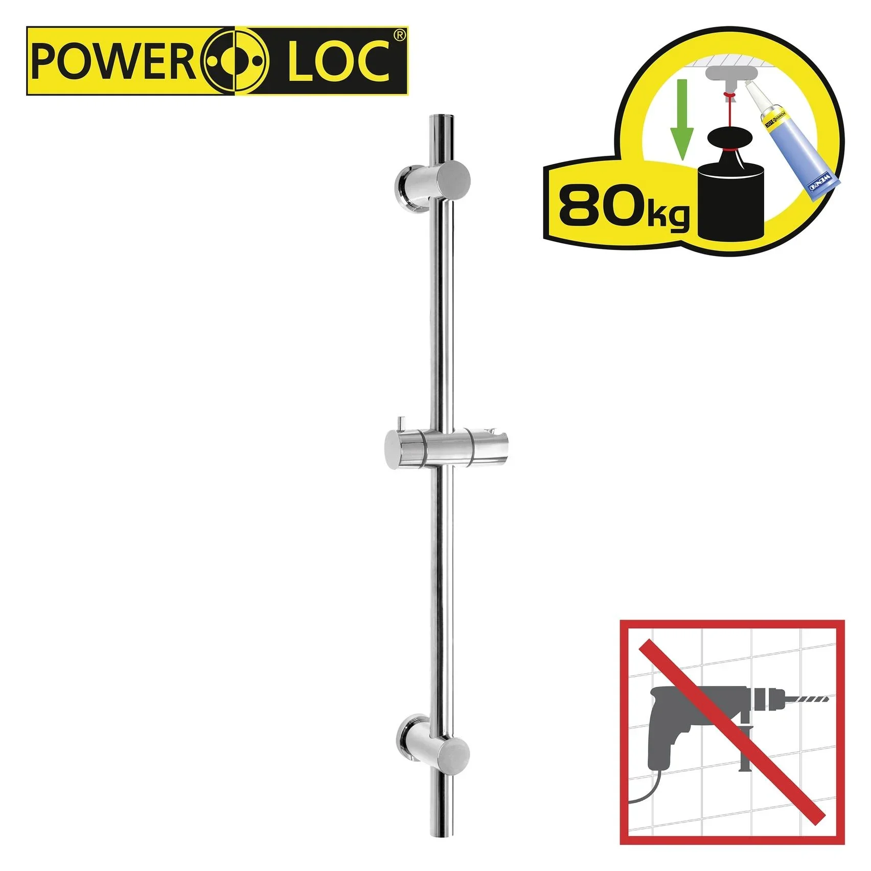 Power-Loc® Duschstange Chrom, Befestigen ohne Bohren - 3