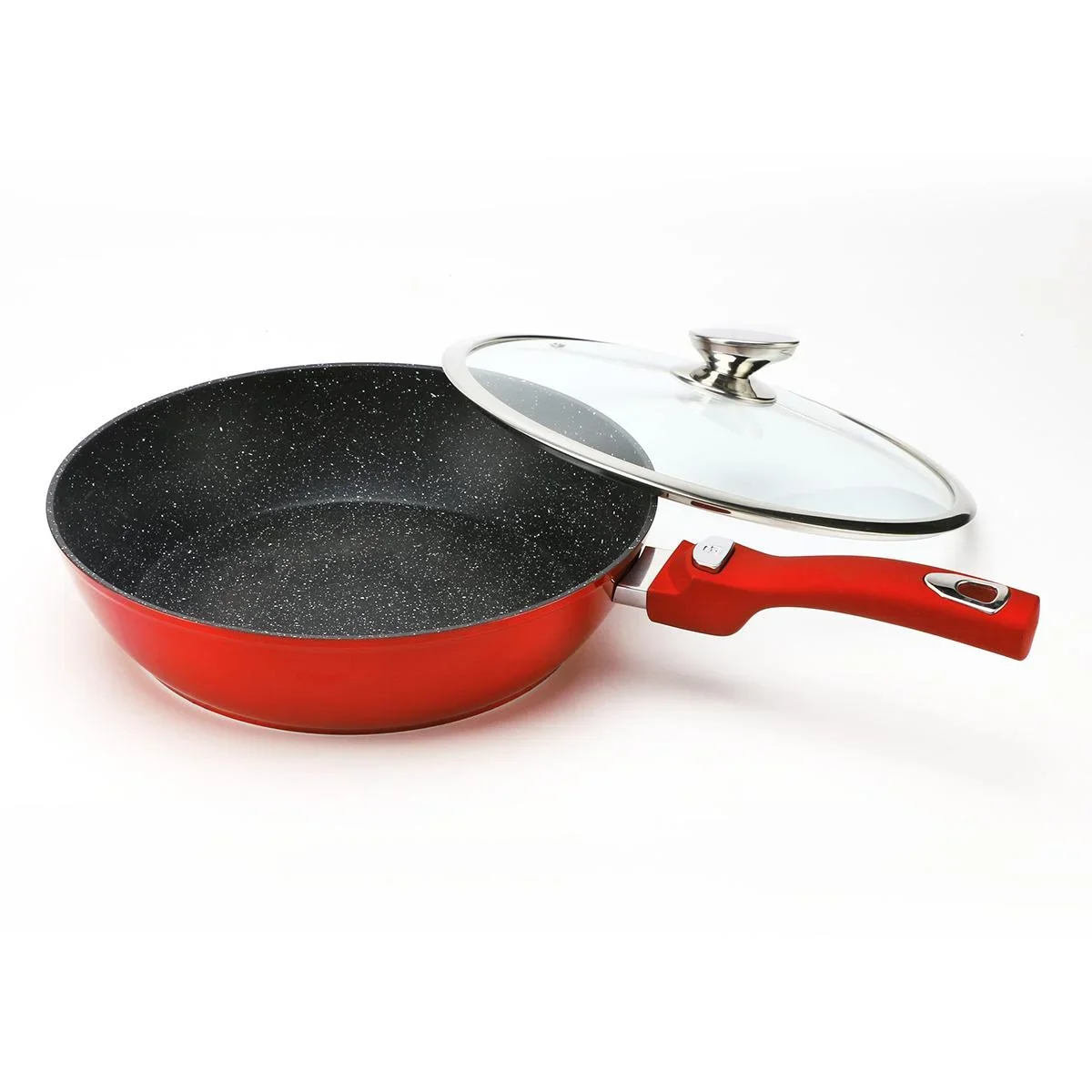 Wokpfanne - mit Deckel - 30cm - Rot - 4