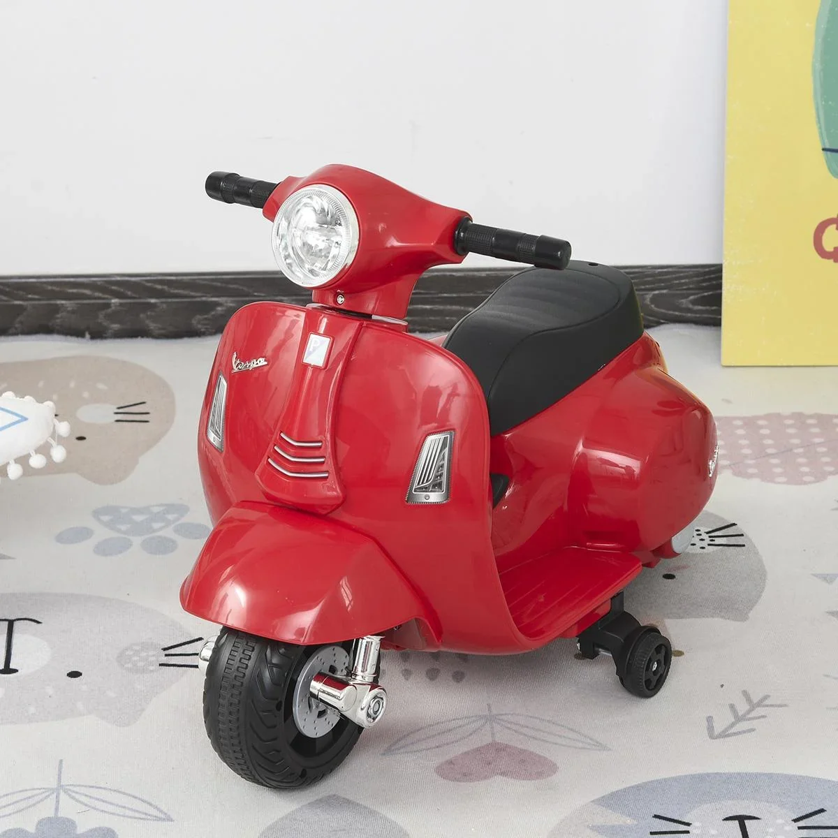 VESPA Elektromotorrad Kindermotorrad Elektrofahrzeug 18-36 Monate 3 km/h LED-Licht Sound PP-kunststoff Metall Rot - 1