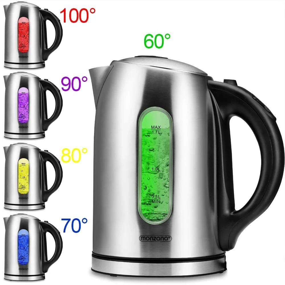 Edelstahl-Wasserkocher 1,7 Liter mit LED-Farbwechsel - 2