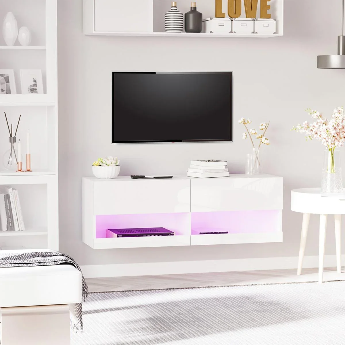 TV Board mit LED Beleuchtung weiß - 0