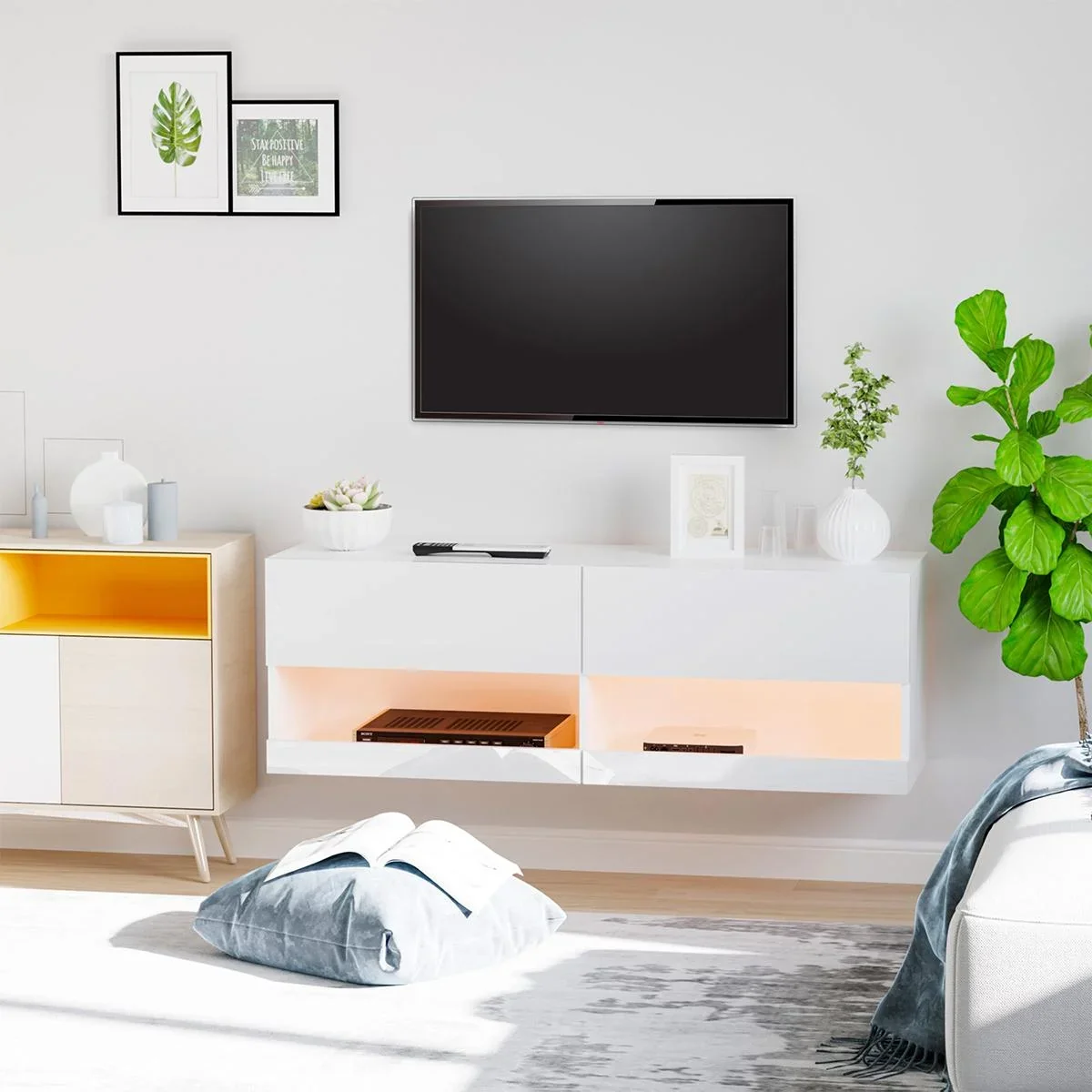 TV Board mit LED Beleuchtung weiß - 3