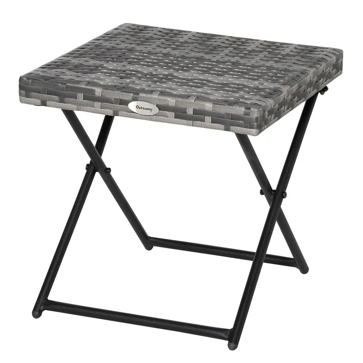 Poly Rattan Gartentisch klappbar Couchtisch Gartenmöbel Klapptisch Metall grau 40 x 40 x 40 cm - 1
