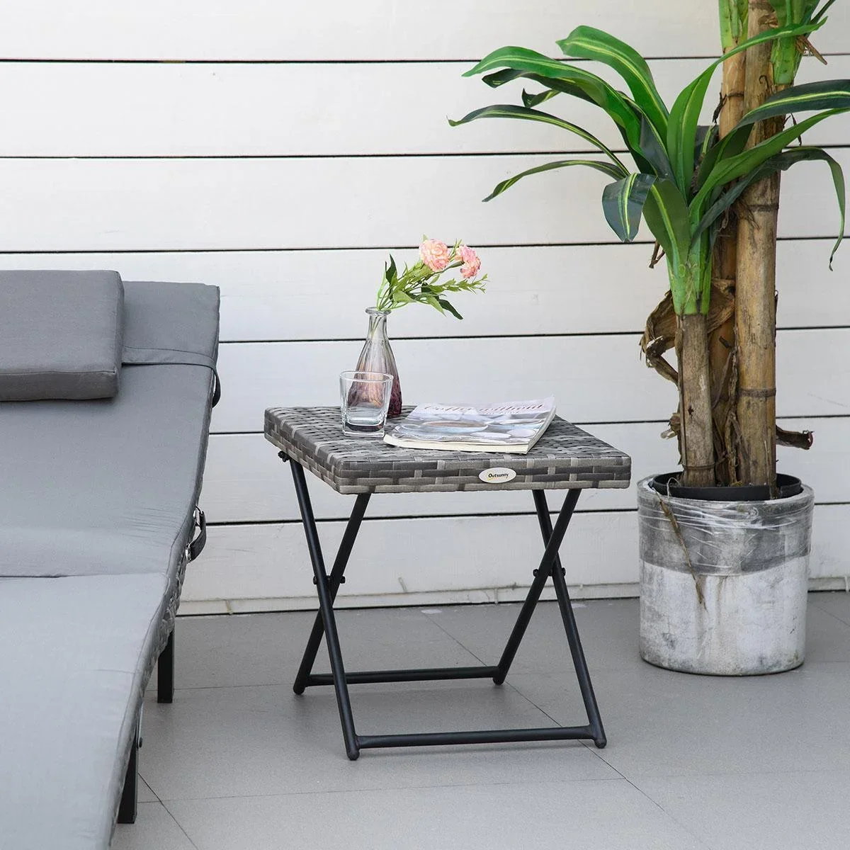Poly Rattan Gartentisch klappbar Couchtisch Gartenmöbel Klapptisch Metall grau 40 x 40 x 40 cm - 3