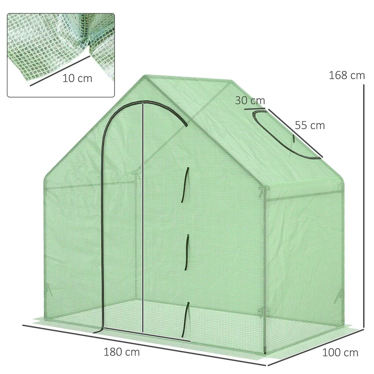 Foliengewächshaus Tomatengewächshaus Treibhaus Frühbeet mit Fenster und Tür Grün Stahl PVC-Kunststoff 180 x 100 x 165 cm - 2