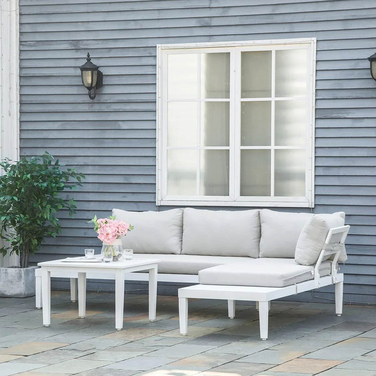 3-teiliges Gartenmöbel-Set mit Bei - 3