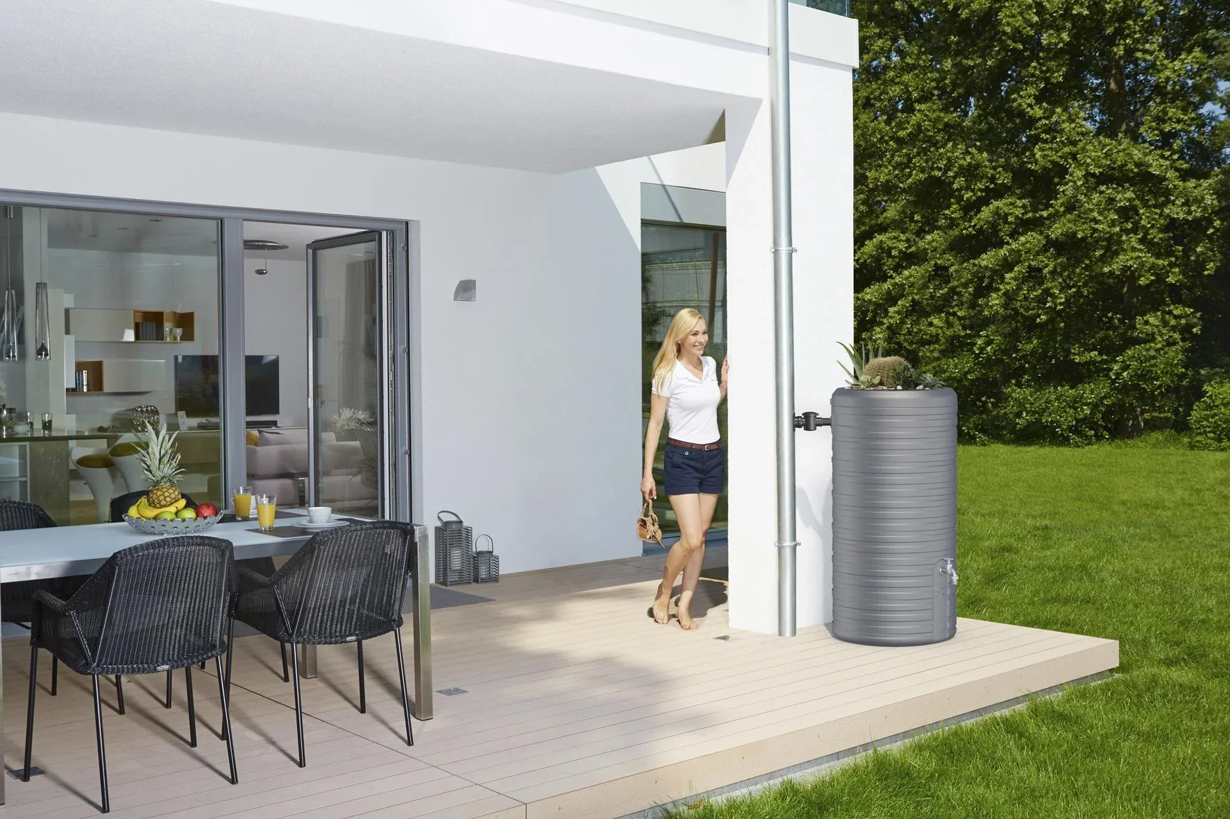 Regenspeicher / Regentonne NORDIC 2in1 300 L, steingrau - 0