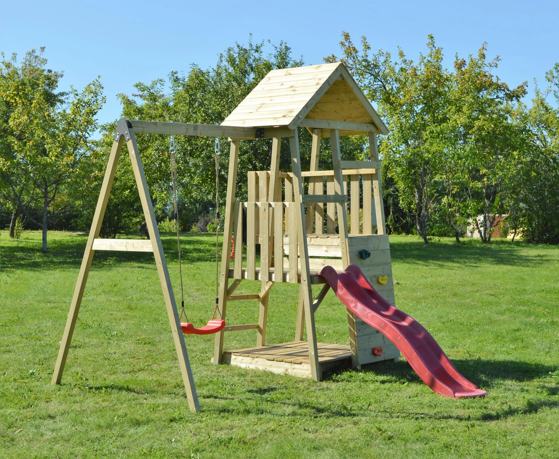 Holz Kletter- und Spielturm Panda natur, 270x290x270 cm - 2