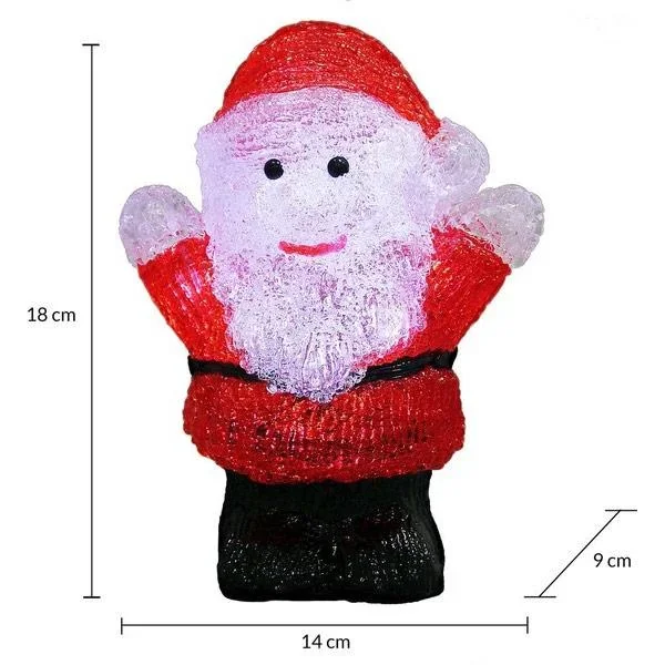 Weihnachtsmann LED Figur - mit Batterien - 14x9x18Cm - 2