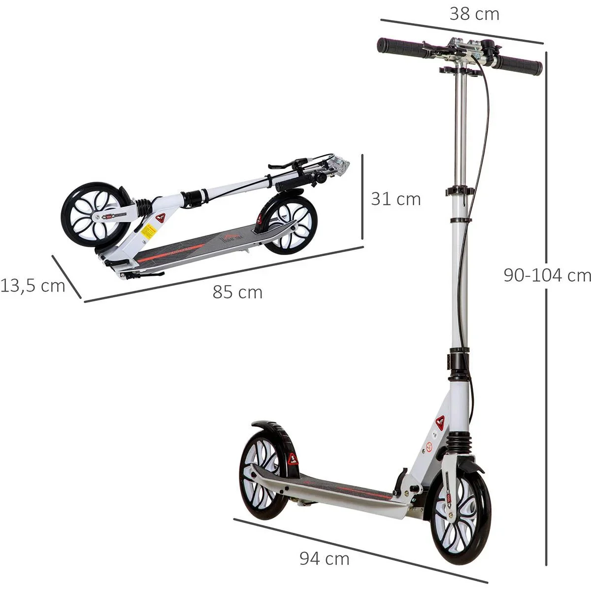 Scooter Kickscooter faltbar Roller Tretroller mit 200 mm rutschfesten Reifen für Erwachsene Kinder Teenager ab 14 Jahren - 2