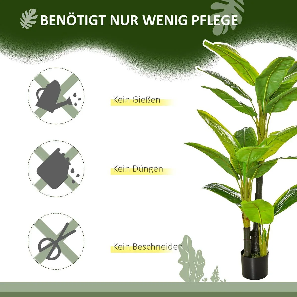künstliche Pflanzen 150 cm künstlicher Bananen Baum Kunstpflanze Zimmerpflanze Dekopflanze Büropflanze Kunststofftopf fü - 2