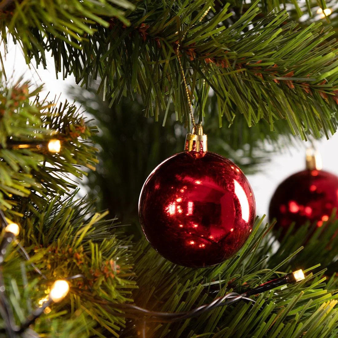 Weihnachtskugeln - Christbaumbeleuchtung - Christbaumschmuck - 24er Set Rot - 0