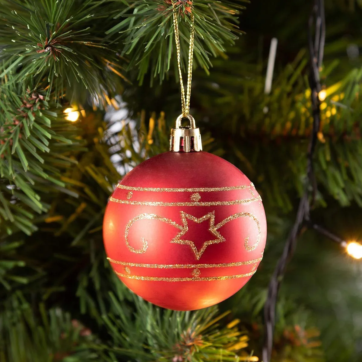 Weihnachtskugeln - Christbaumbeleuchtung - Christbaumschmuck - 24er Set Rot - 2