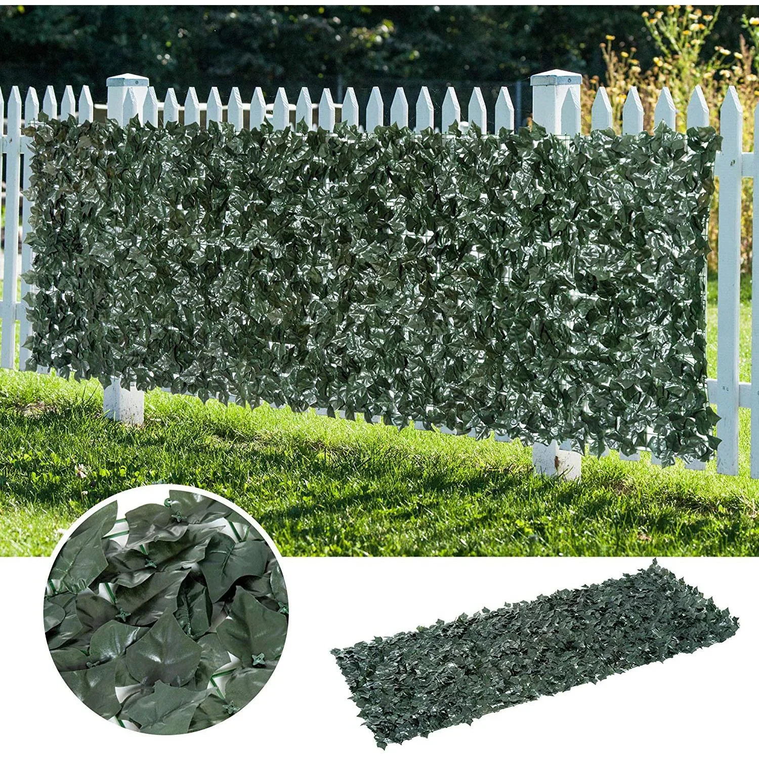 Sichtschutz Künstliche Hecke Wanddekoration 1x3m Dunkelgrün - 1