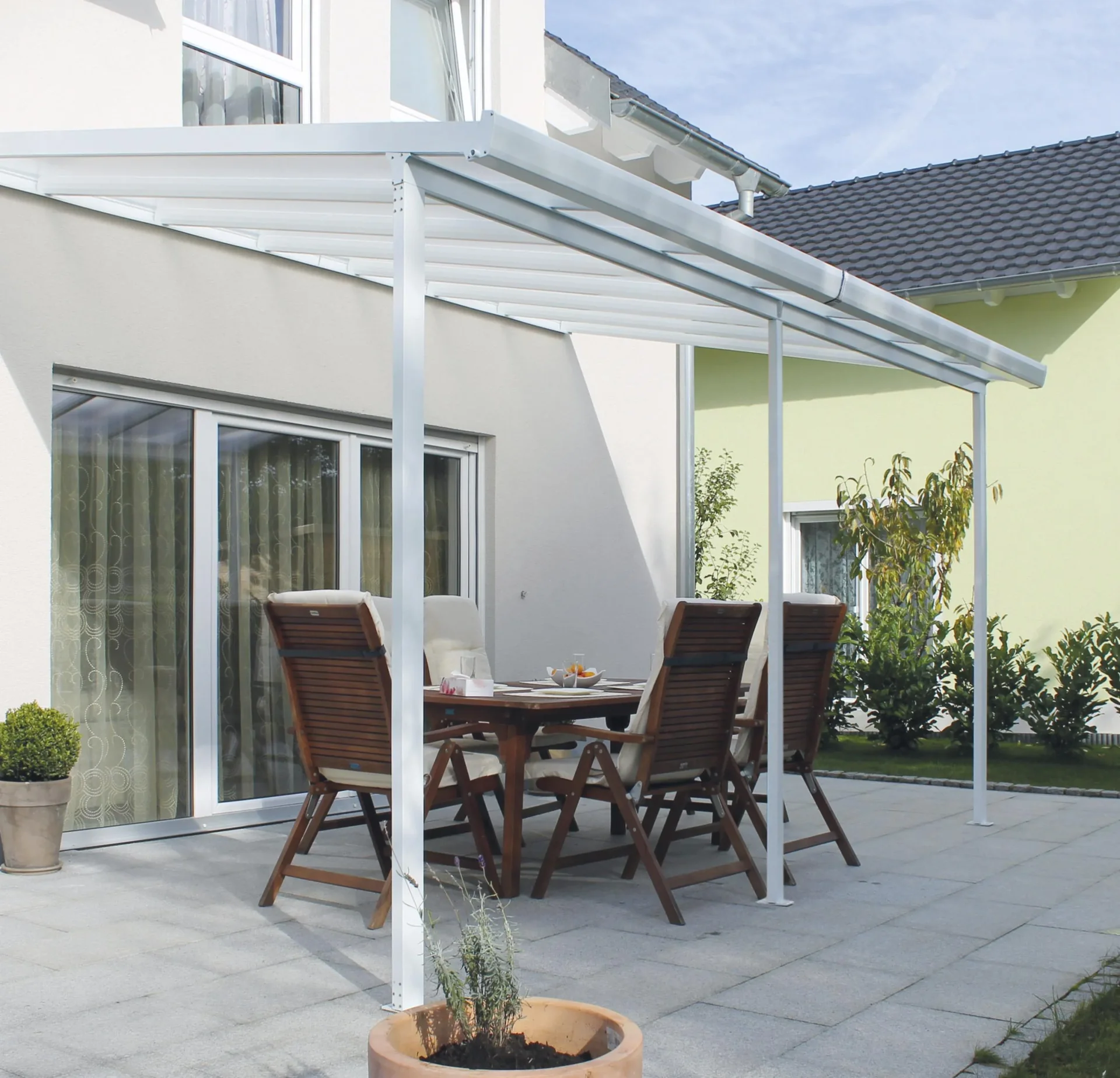 Terrassendach Bausatz, Farbe weiß, 5460 x 4060 mm - 3