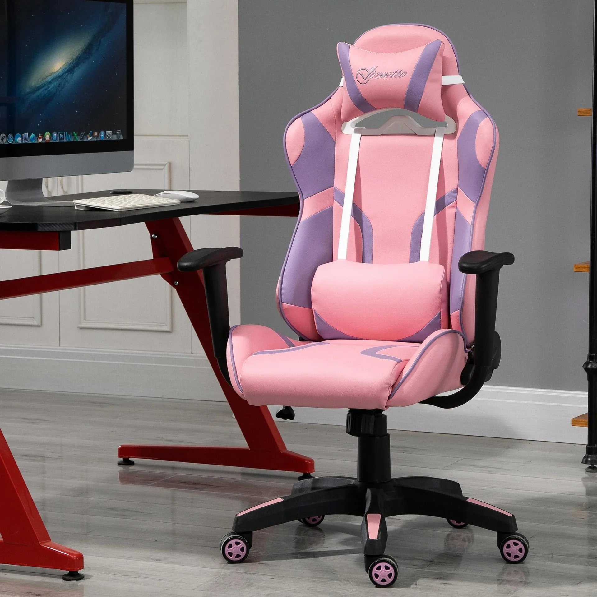 Violetter Gaming-Stuhl, rosa - 2