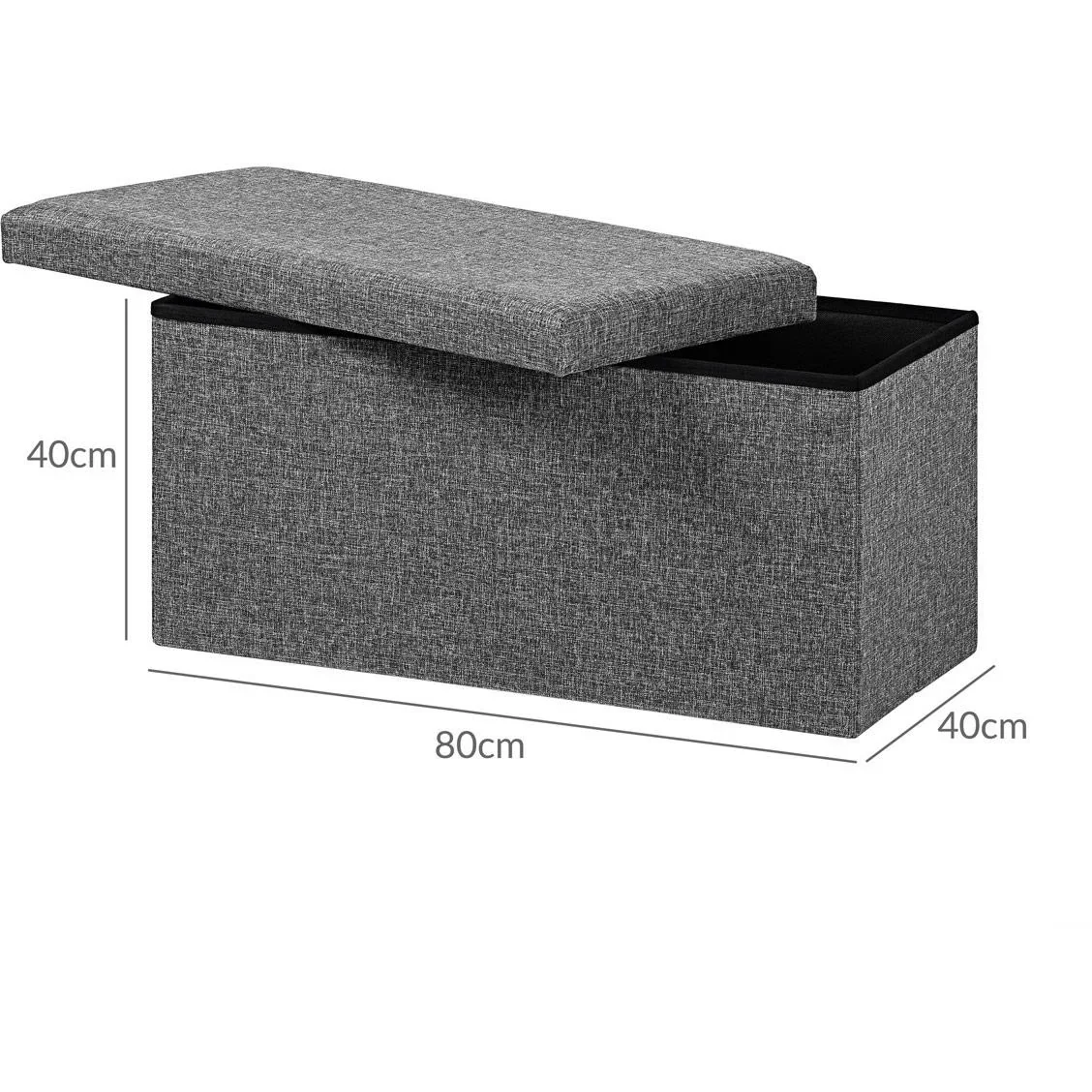 Sofa mit Stauraum - klappbar - MDF - 80x40x40cm - GREY - 2