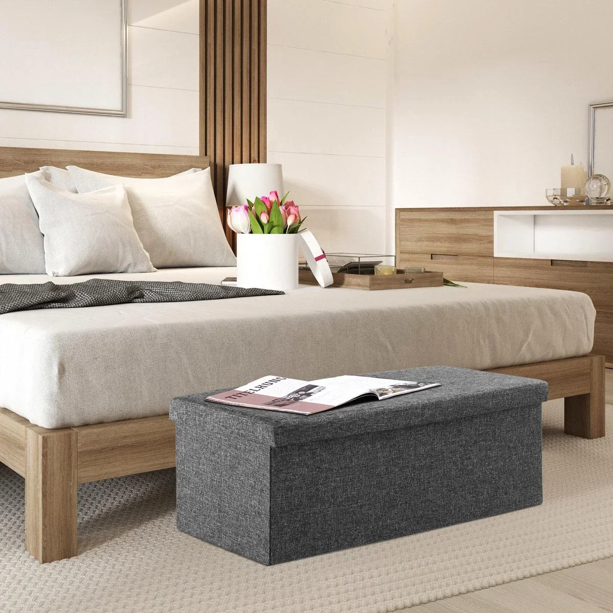 Sofa mit Stauraum - klappbar - MDF - 80x40x40cm - GREY - 3