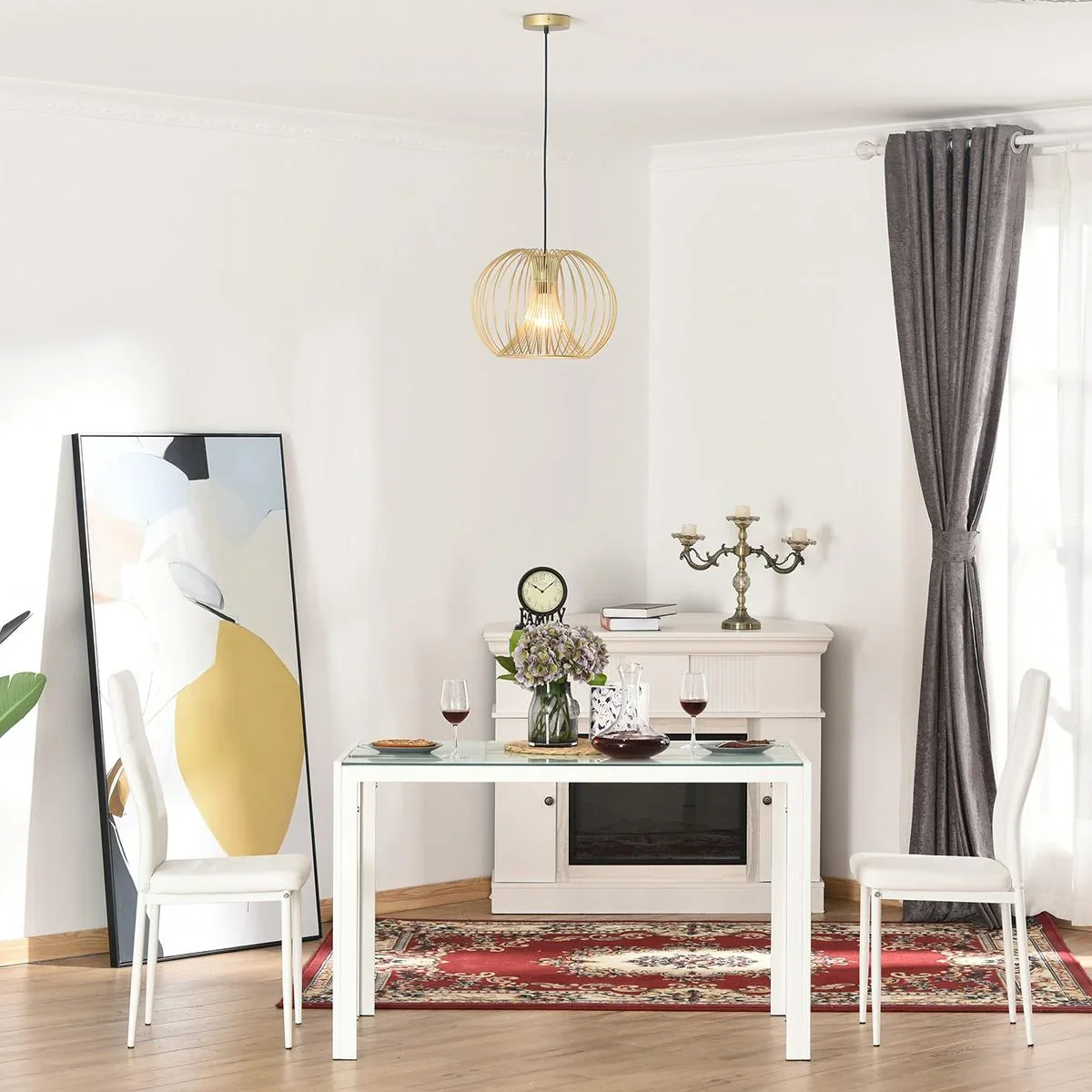 Pendelleuchte mit goldenem gebogenem Stahlrahmen gold - 0