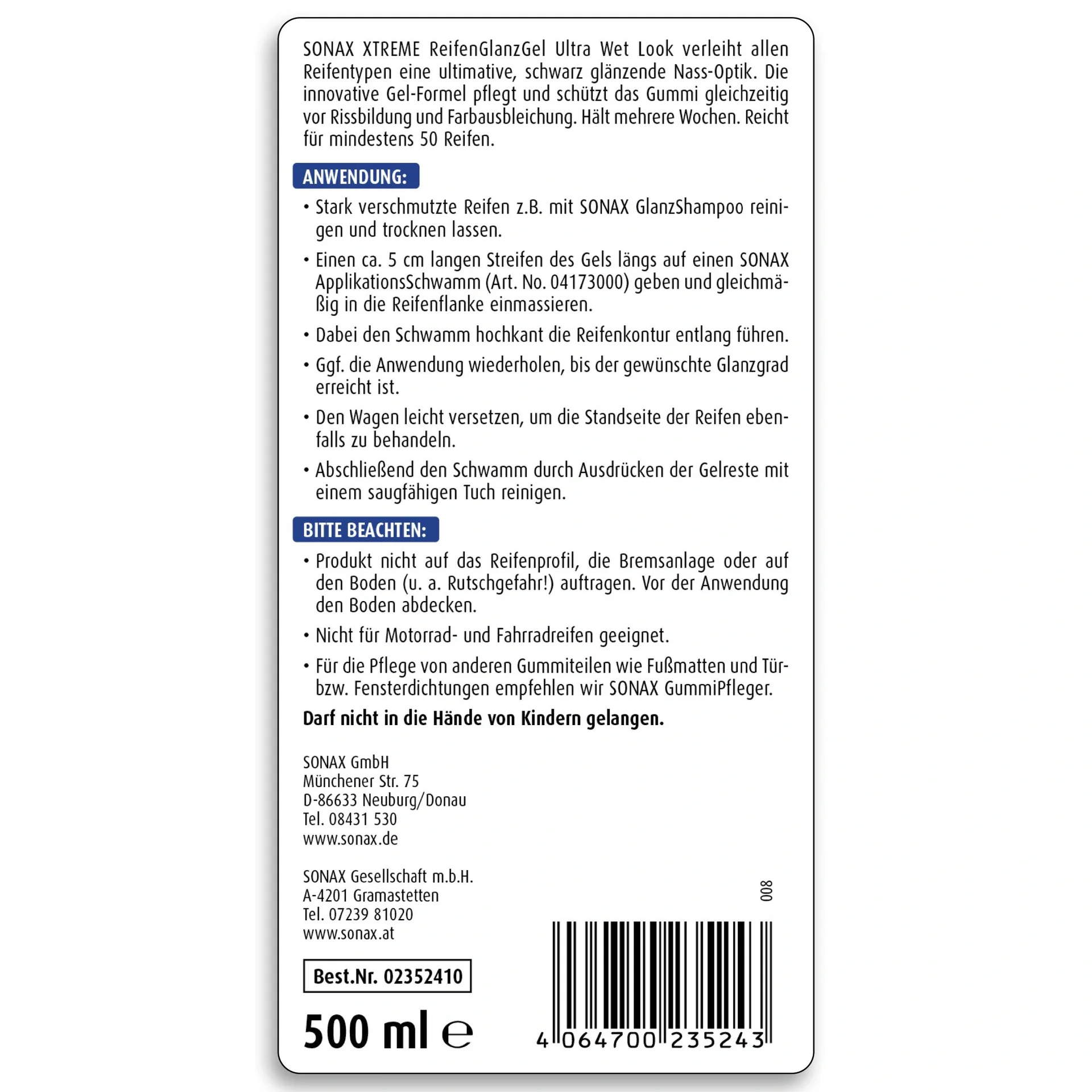 XTREME Reifenglanzgel 500 ml - 1
