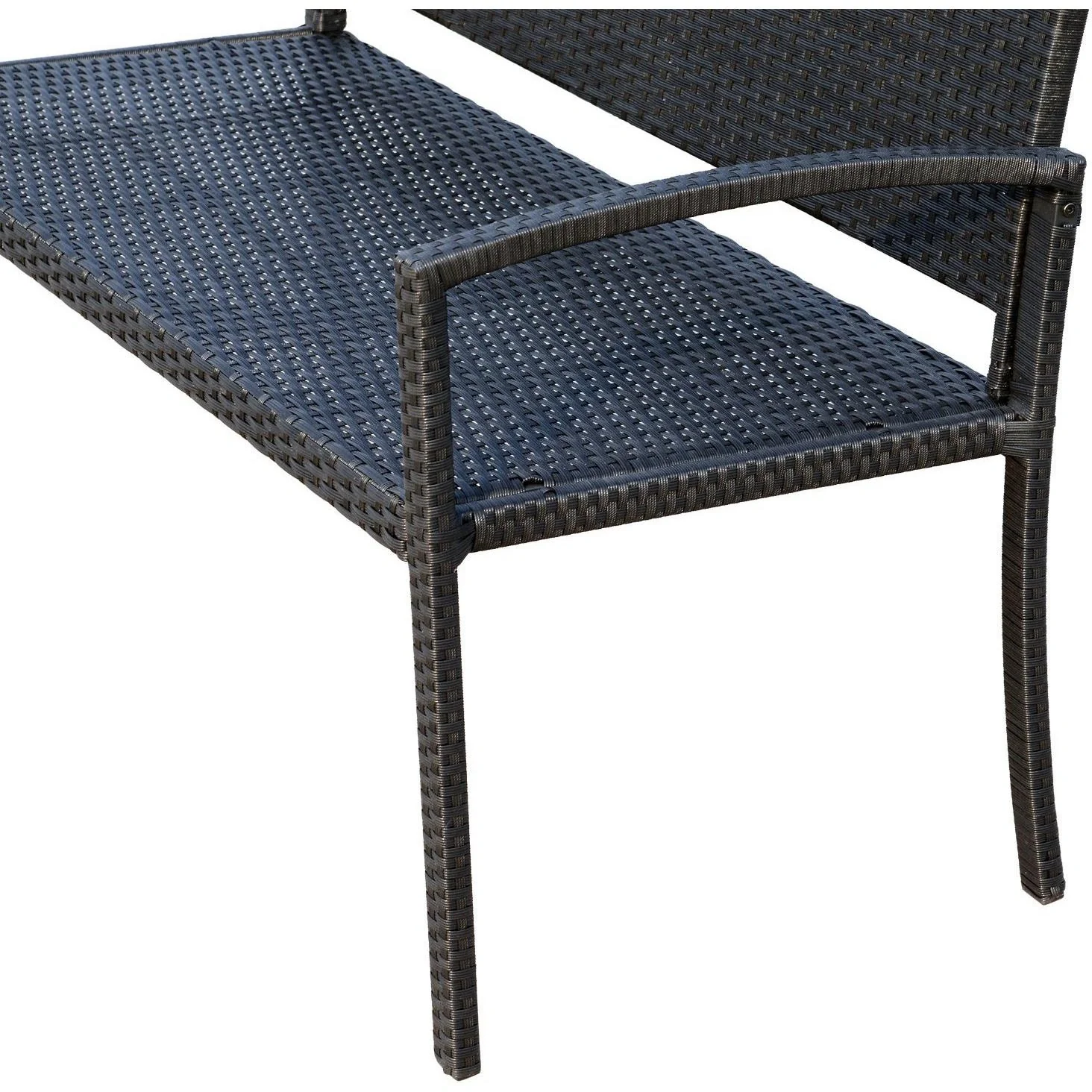 Polyrattan Gartenbank Sitzbank 2-Sitzer Stahl Schwarz - 7