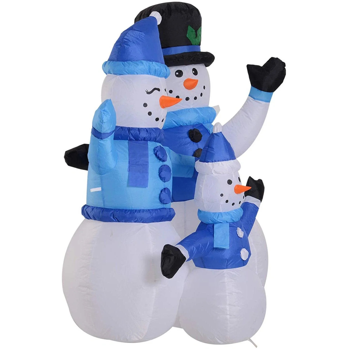Schneemann Familie Selbstaufblasbare Weihnachtsdeko LED Blau - 6