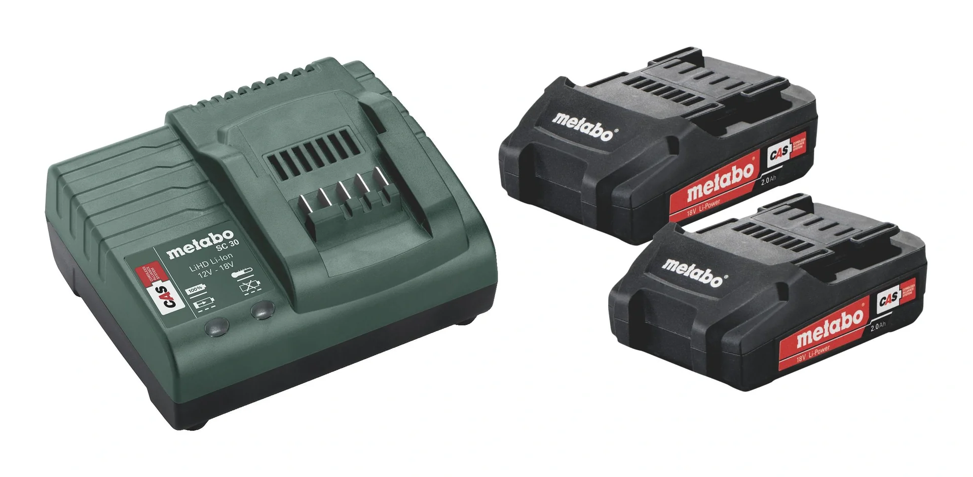 Basic-Set 2 x Li-Ion 2,0 Ah 18 V, Ladegerät SC 30 - 1