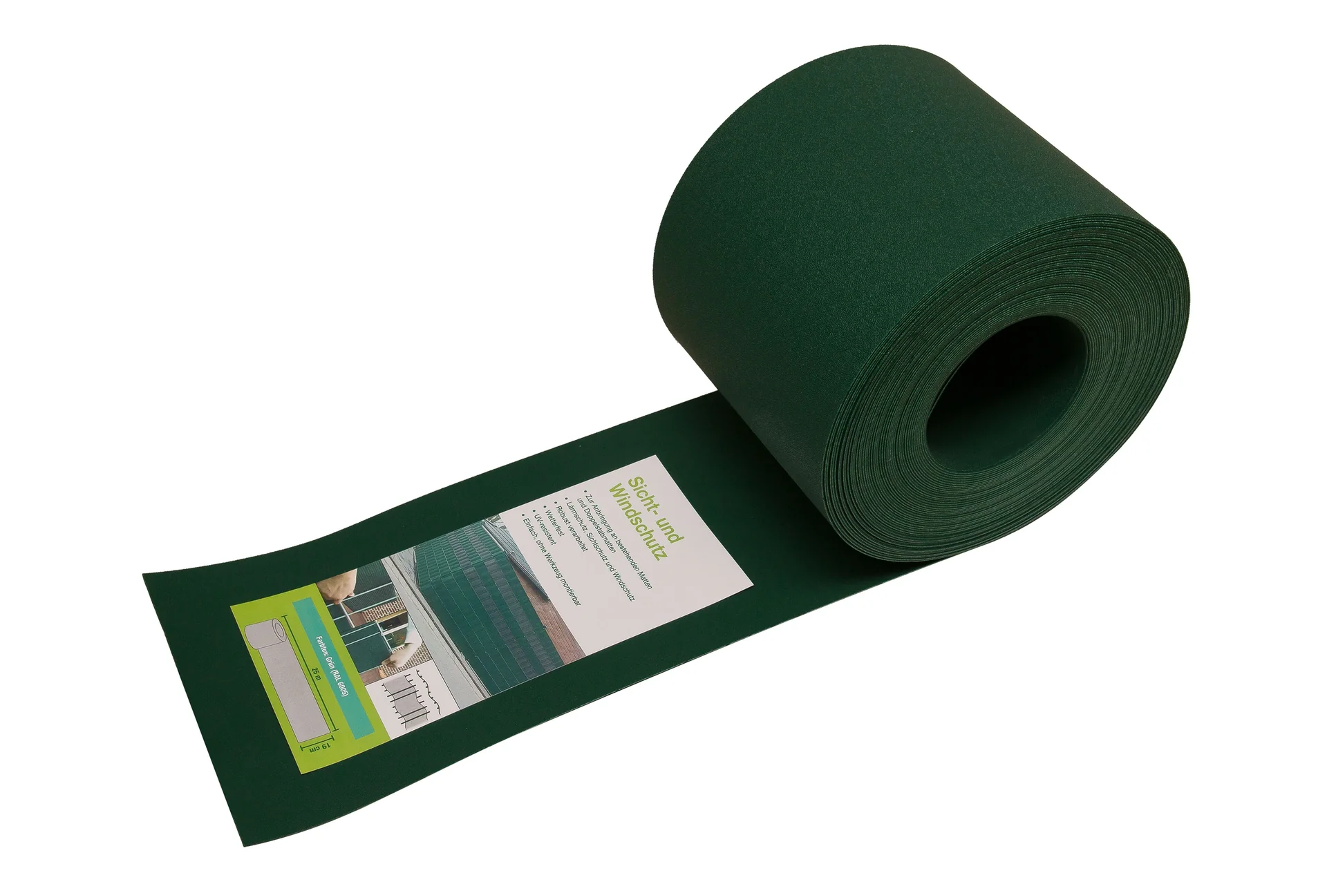 Sichtschutz PVC 25 m x 190 mm grün (RAL 6005) - 1