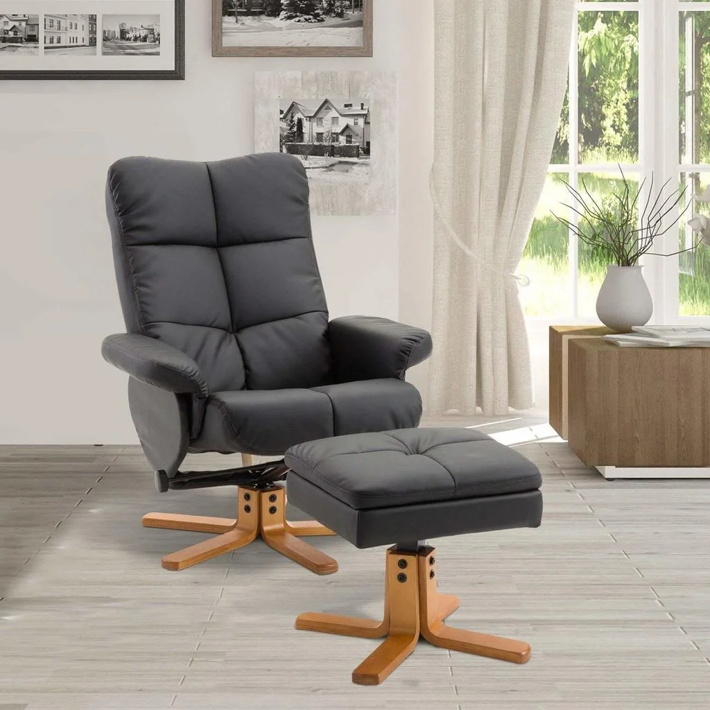Relaxsessel Fernsehsessel mit Hocker Liegefunktion Schwarz - 6