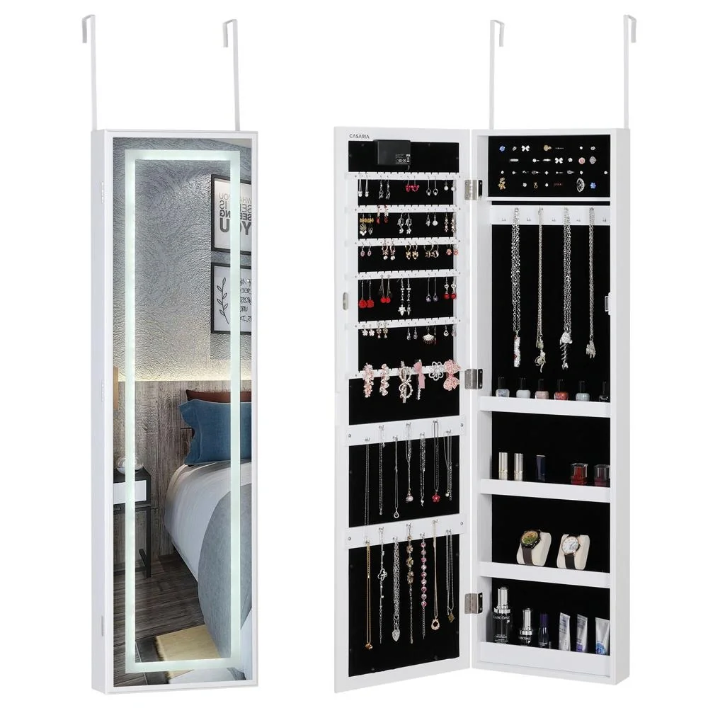 LED-Schmuckschrank weiß 31,5x9x110cm hängend - 12