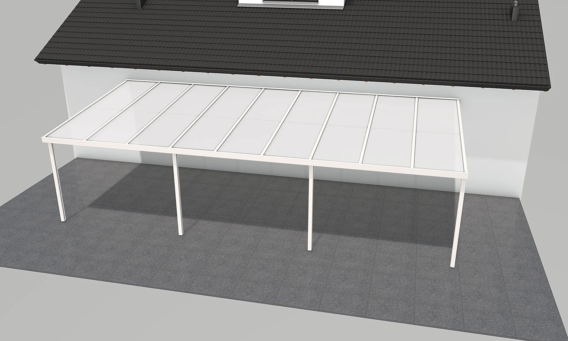 Terrassendach Premium, weiß, 9135 x 4060 mm - Klima blue - 2
