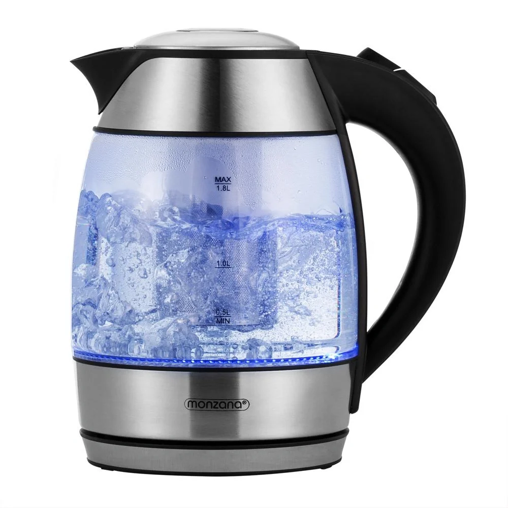 Wasserkocher silber/schwarzes Glas 1,8L inkl. Teesieb - 7