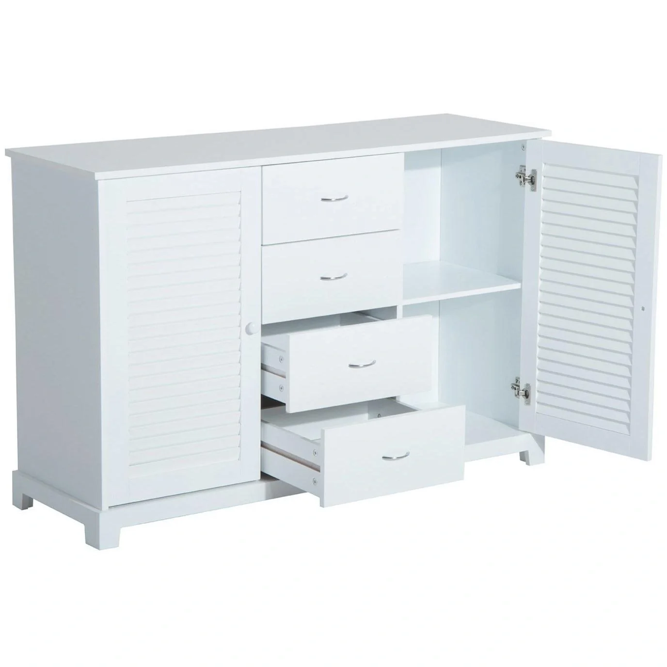 Sideboard Kommode Lamellentür Weiß - 9