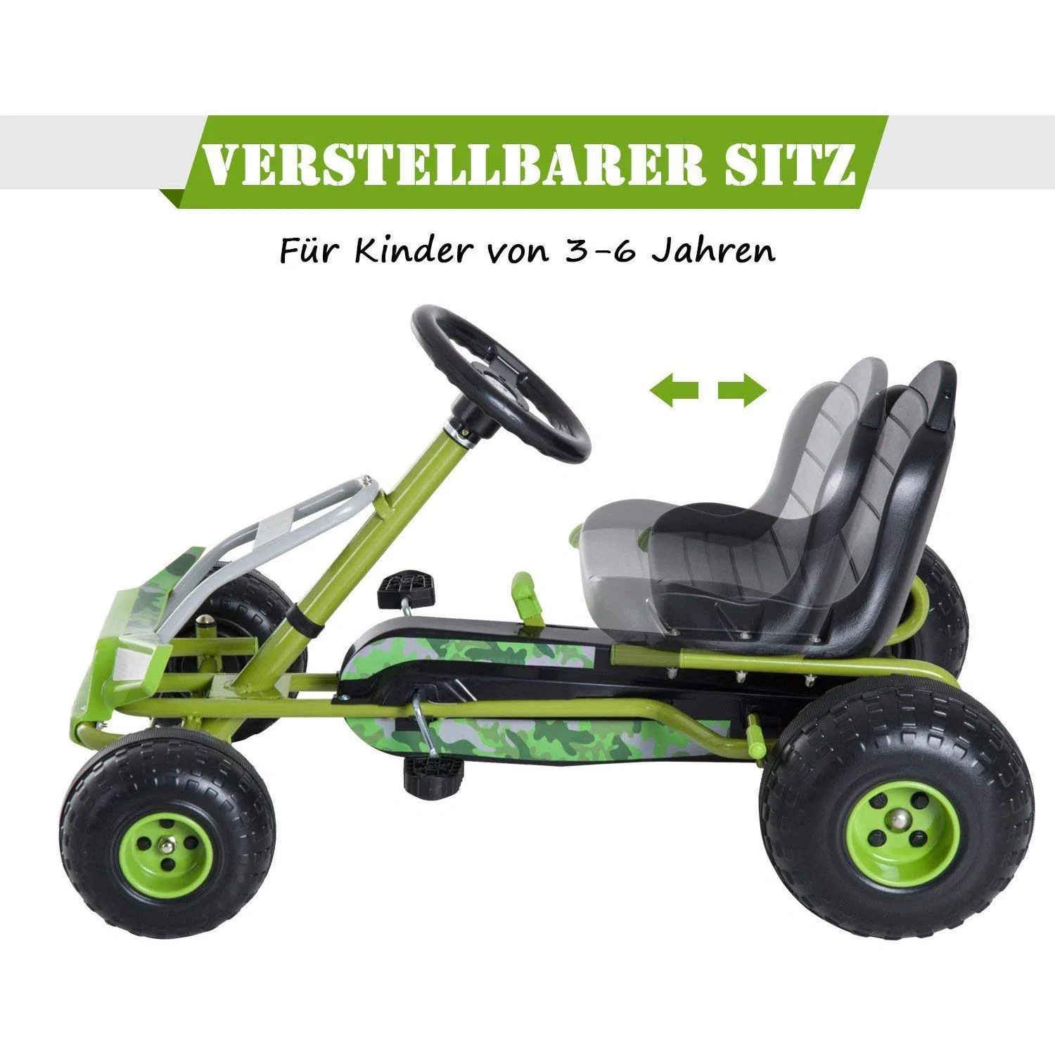 Tretauto Go Kart Tretfahrzeug ab 3 Jahre Grün - 8