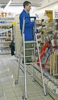Stufen Stehleiter Alu 5 Stufen Leiter fahrbar - 3