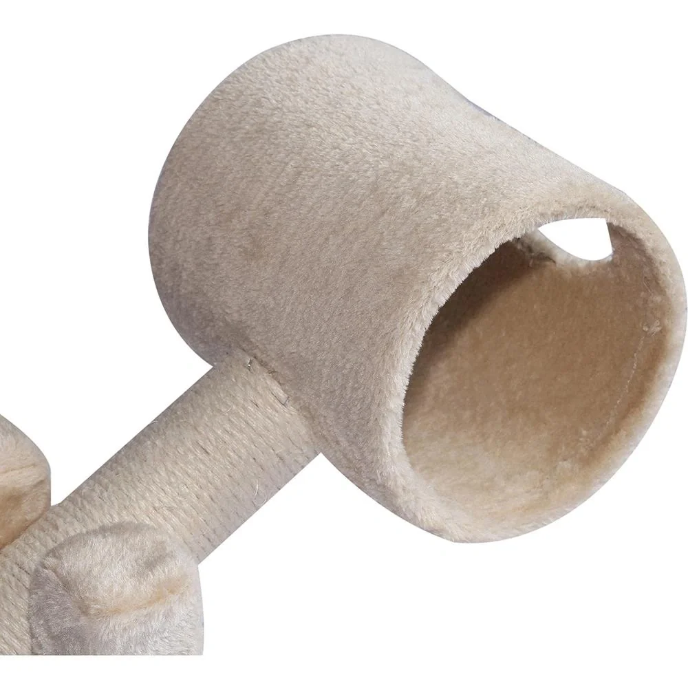 Kratzbaum Katzenbaum Spielbaum Wippe 2 Tunnel mit Loch Beige L67 x B30 x H26 cm - 10