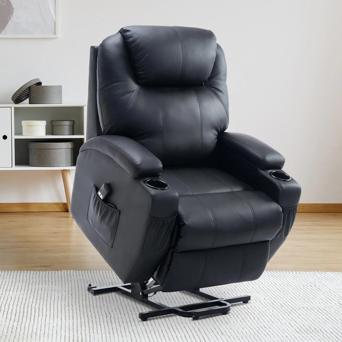 Aufstehsessel Fernsehsessel mit Aufbewahrungstasche Massagesessel mit Aufstehhilfe Relaxsessel verstellbarer Winkel Fern - 4