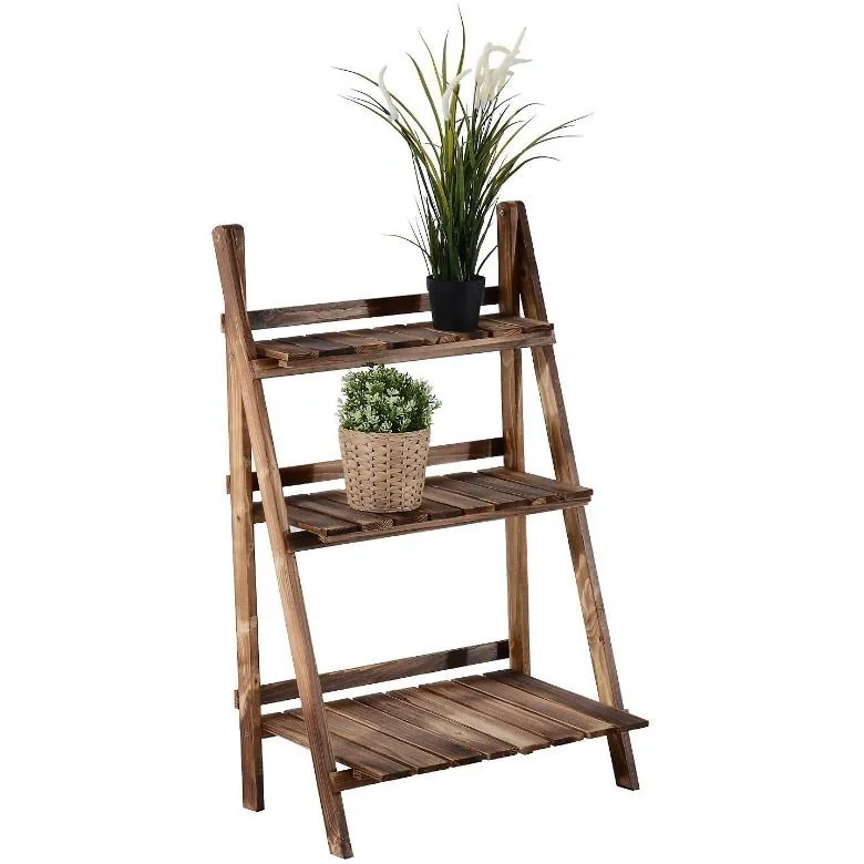 Pflanzentreppe L60 x W37 x H93cm 3 Stufen Tannenholz - 2