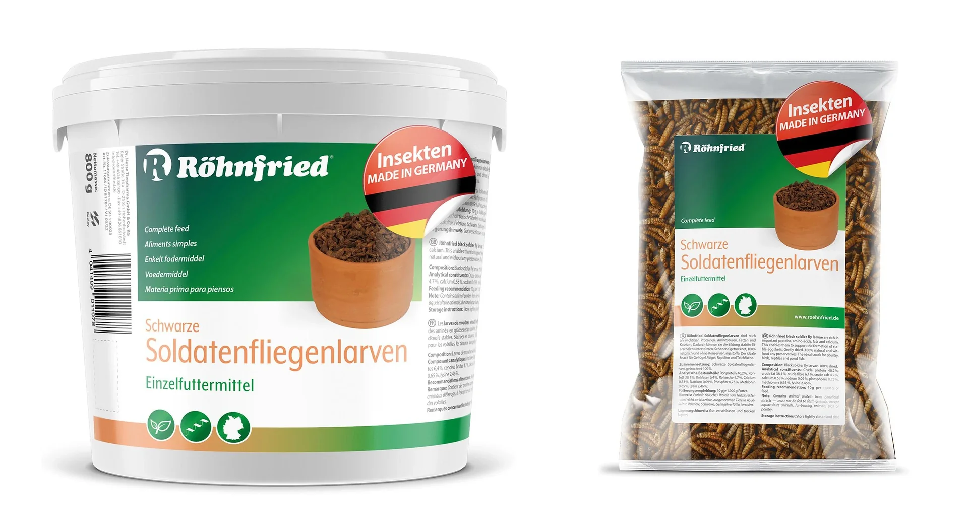 Soldatenfliegen-Larven, getrocknet, im Folienbeutel, 1000 g - 1