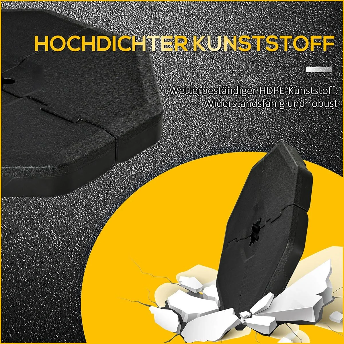 Sonnenschirmgewicht 4-tlg. Schirmgewicht für Ampelschirm Bodenkreuz Sand/Wasser befüllbar bis 140 kg HDPE Schwarz - 5