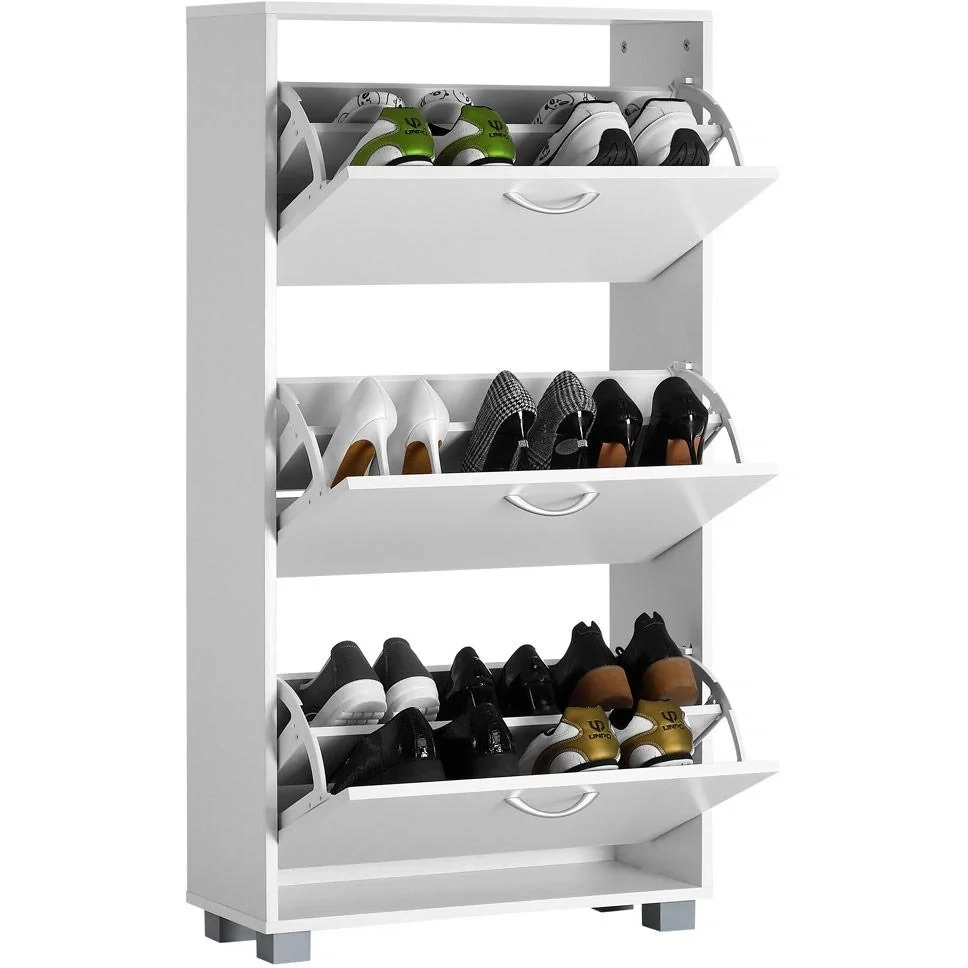 Schuhset mit 3 Schubladen MDF weiß 115 x 60 x 24cm - 5
